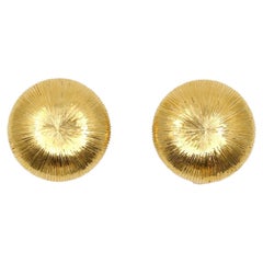 Buccellati 18K Gold Rigato Satin Finish Button Earrings