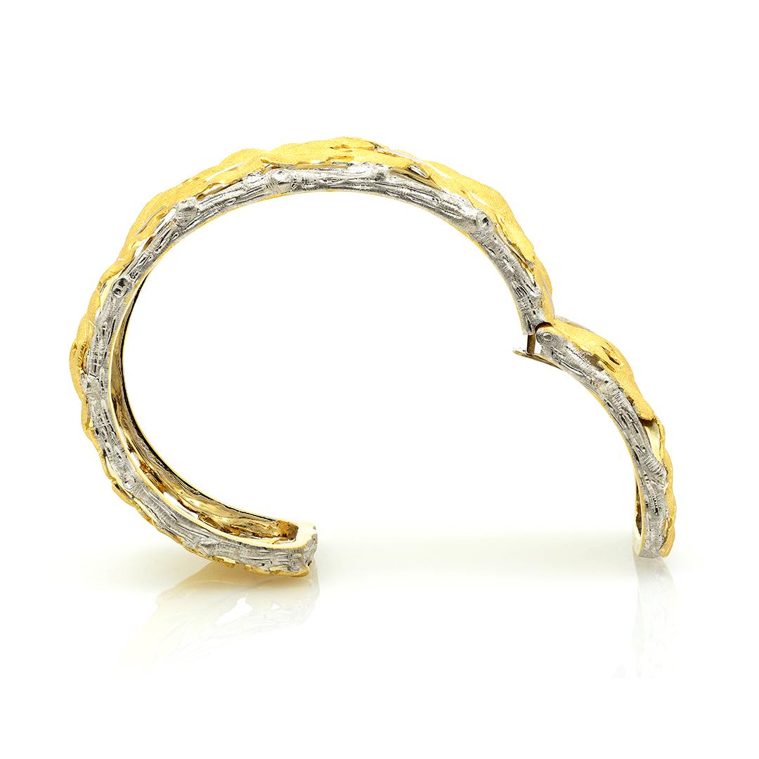 Buccellati 18k Gold Textured Leaf Cuff Bracelet 1