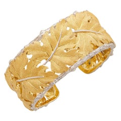 Buccellati 18k Gold Textured Leaf Cuff Bracelet