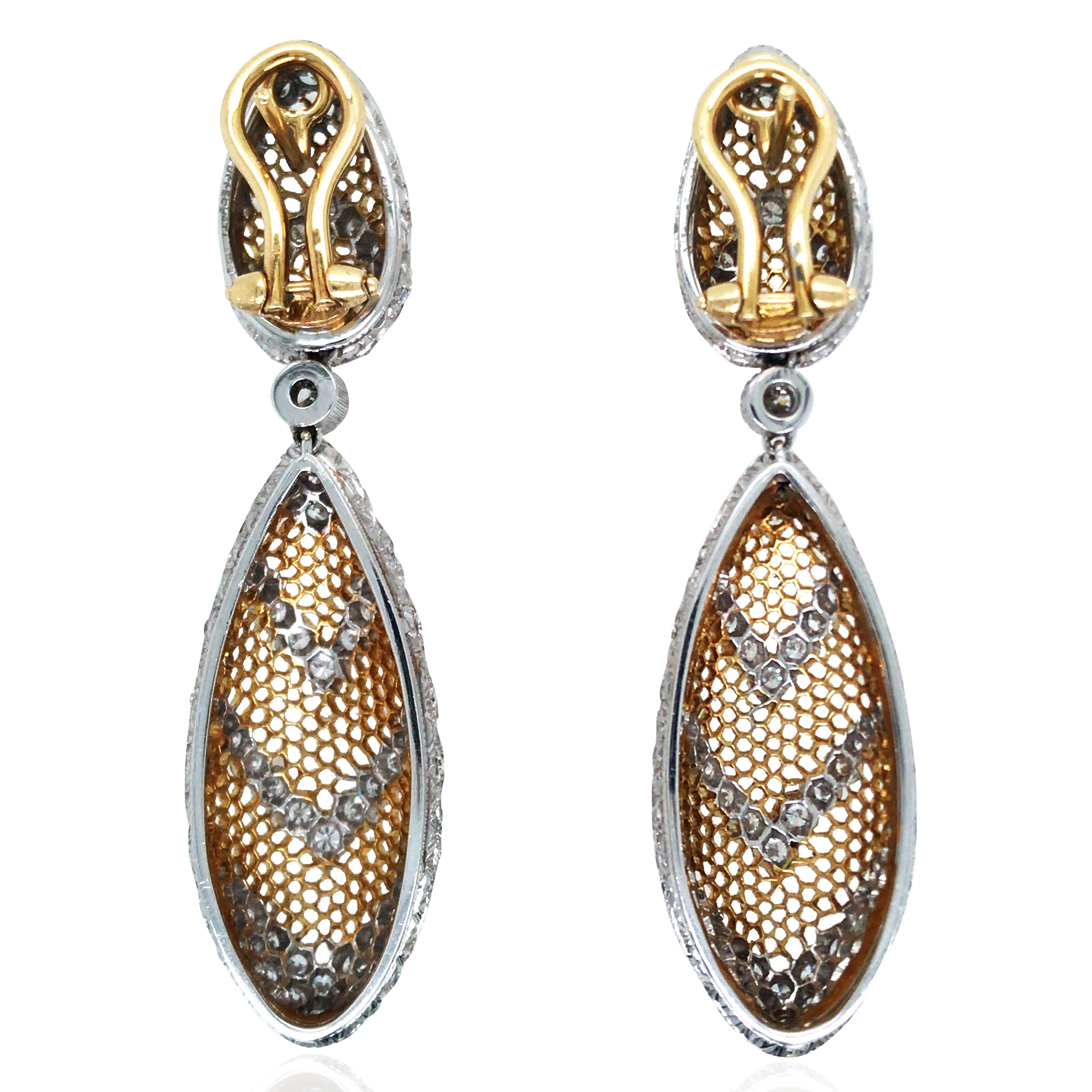 Women's Buccellati, 18K Gold Tulle Diamond Earrings