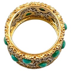 Buccellati 18k Gold Turquoise Diamond Band Ring
