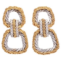 Buccellati 18K Gold Two-tone Braided Link Drop Earrings 