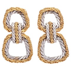 Buccellati 18K Gold Two-tone Braided Link Drop Earrings 