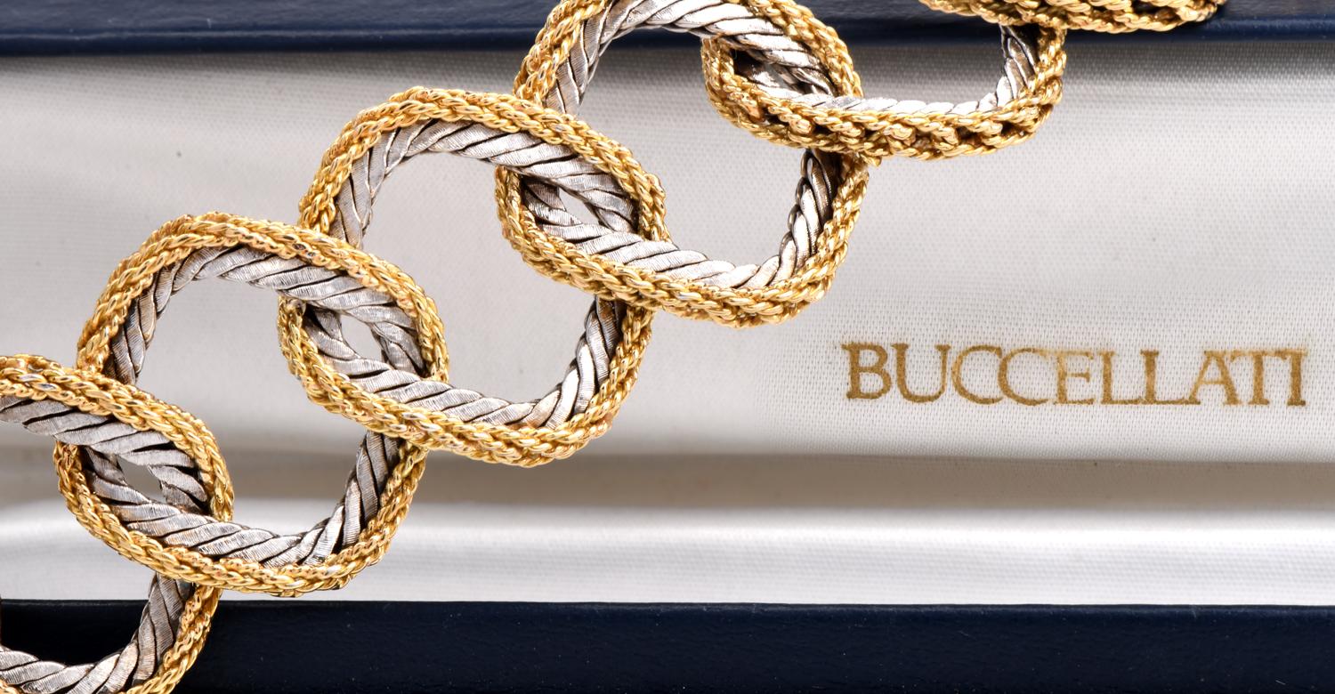 Buccellati 18K Gold Two-tone Braided Wide Link Bracelet 1