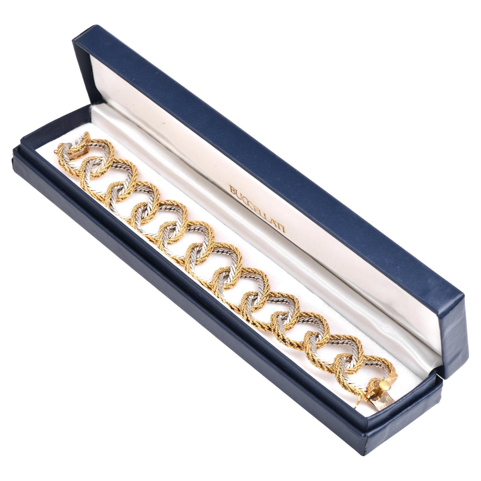 Buccellati 18K Gold Two-tone Braided Wide Link Bracelet