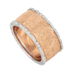 Buccellati 18k Rose Gold and White Gold Wide Band Ring