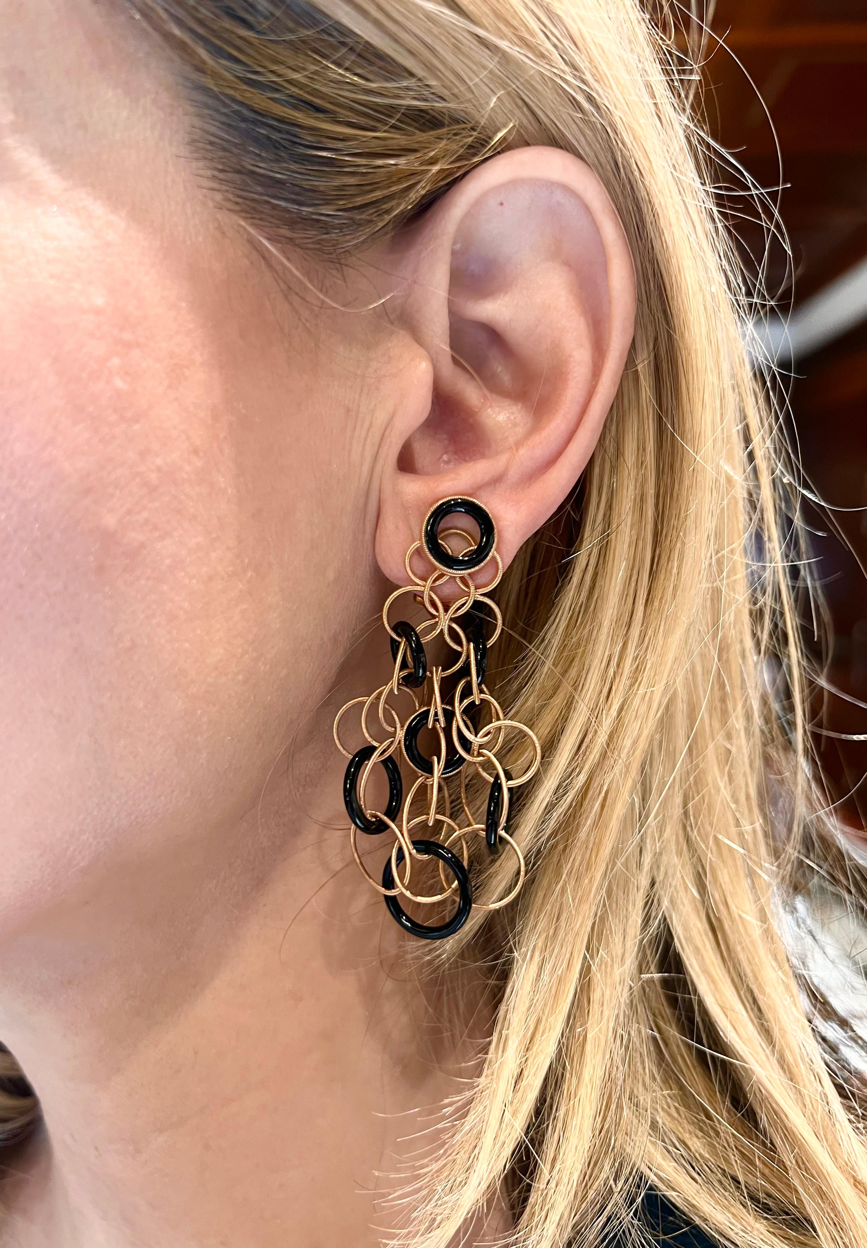 rose gold onyx earrings