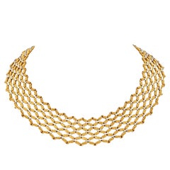 Buccellati 18K Two Tone Open Link Broad Flexible Collar Necklace