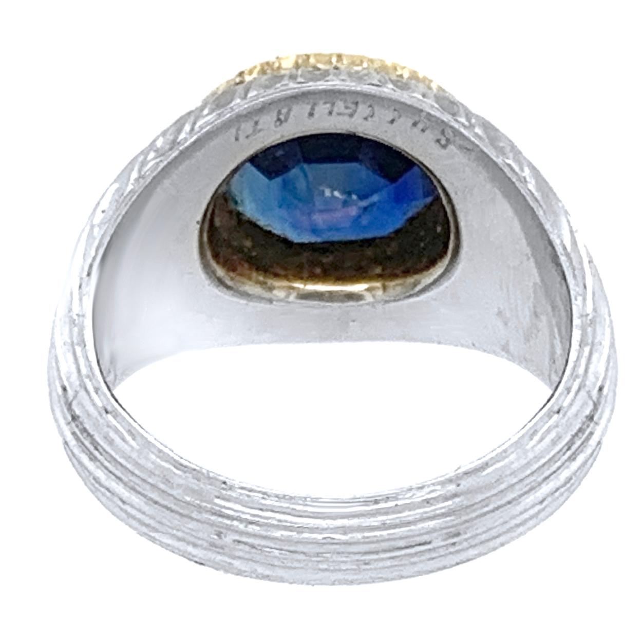 Buccellati 18 Karat White and Yellow Gold Sapphire Ring with GIA certificate  In Good Condition In New York, NY