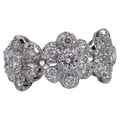 Retro Buccellati 18K White gold Diamond 3 Blossom Ring