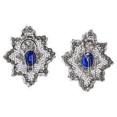 Buccellati 18K White Gold Diamond And Sapphire Lace Earrings