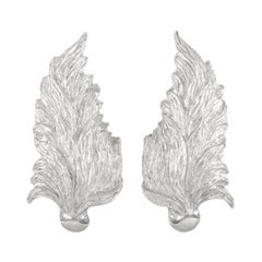 Buccellati 18k White Gold Leaf Clip-On Earrings