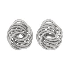 Buccellati 18k White Gold Swirl Button Earrings