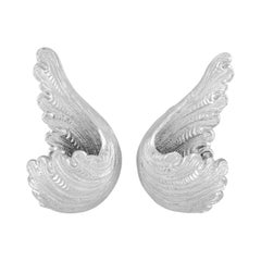 Buccellati 18k White Gold Wing Motif Clip-On Earrings