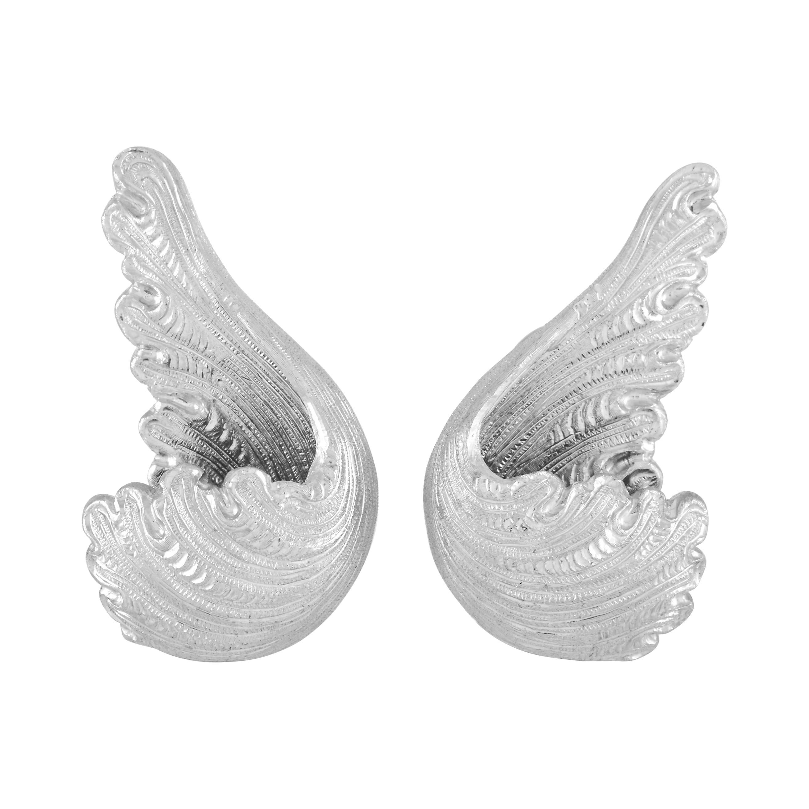 Buccellati 18k White Gold Wing Motif Clip-On Earrings