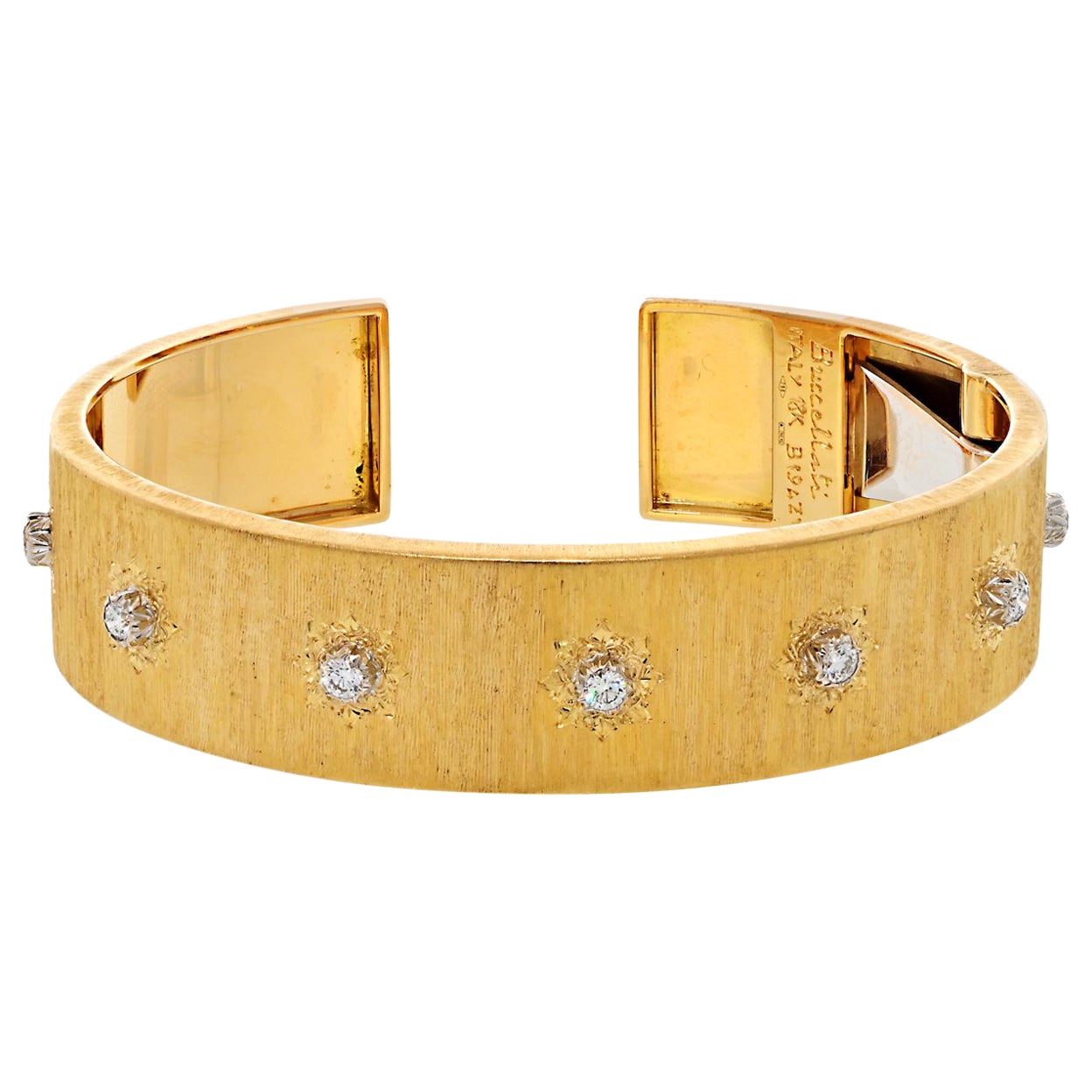 Buccellati 18K Yellow and White Gold Diamond Macri Classica Cuff Bracelet