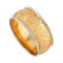 Buccellati - Bague à anneau en or jaune et blanc 18 carats en forme de dôme