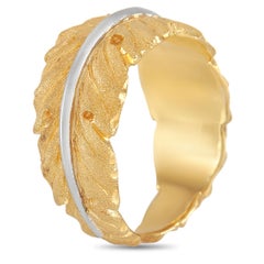 Buccellati 18K Yellow and White Gold Leaf Band Ring