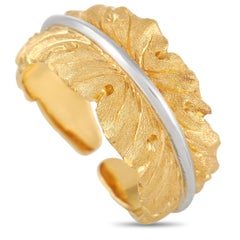 Buccellati 18K Yellow and White Gold Leaf Band Ring