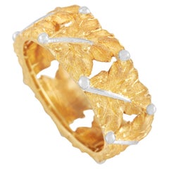 Buccellati 18K Yellow and White Gold Leaf Motif Band Ring