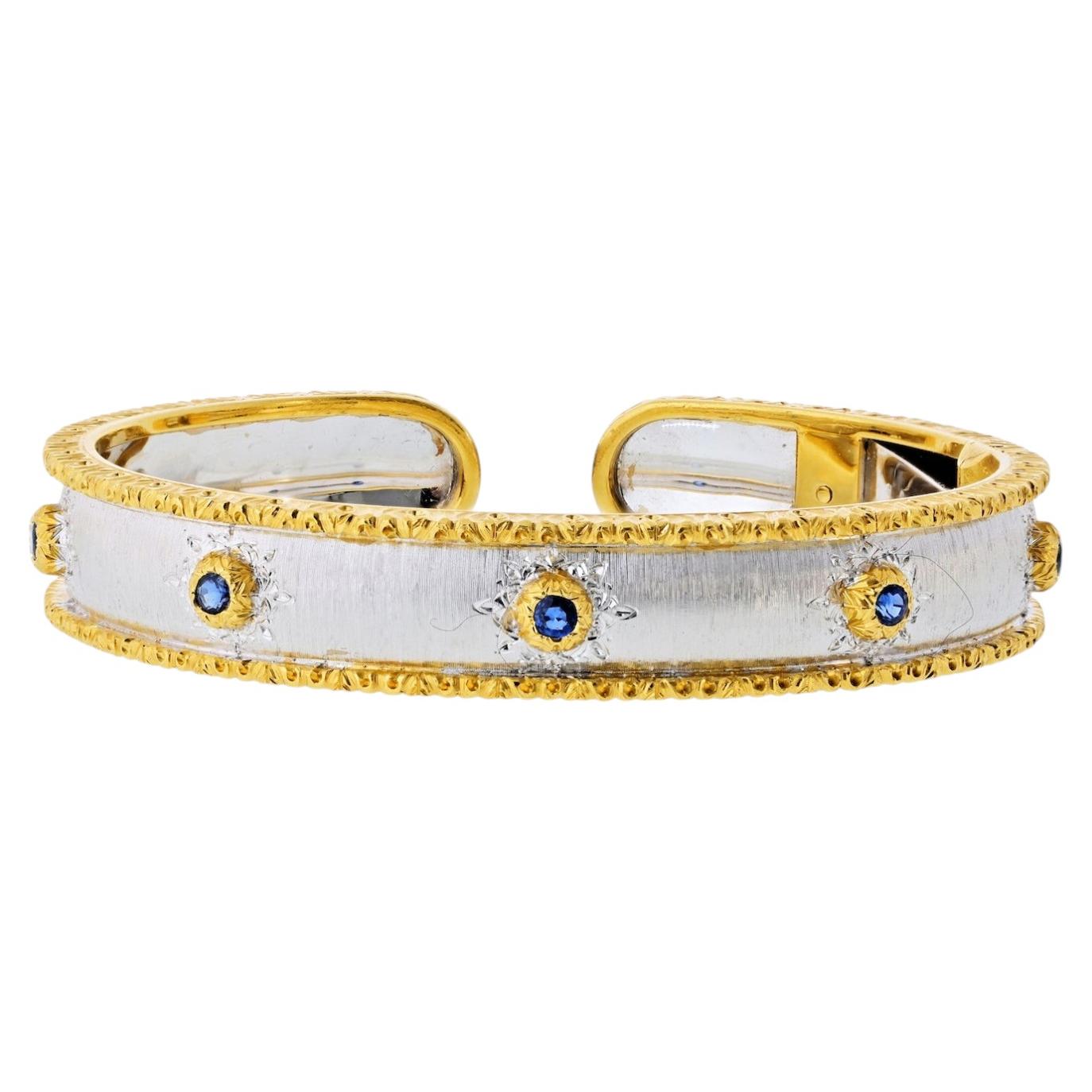 Pre-owned Buccellati 18k Yellow And White Gold Macri Capri Sapphire Bracelet