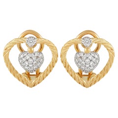 Buccellati 18K Yellow Gold 0.46 Ct Diamond Heart Clip-On Earrings