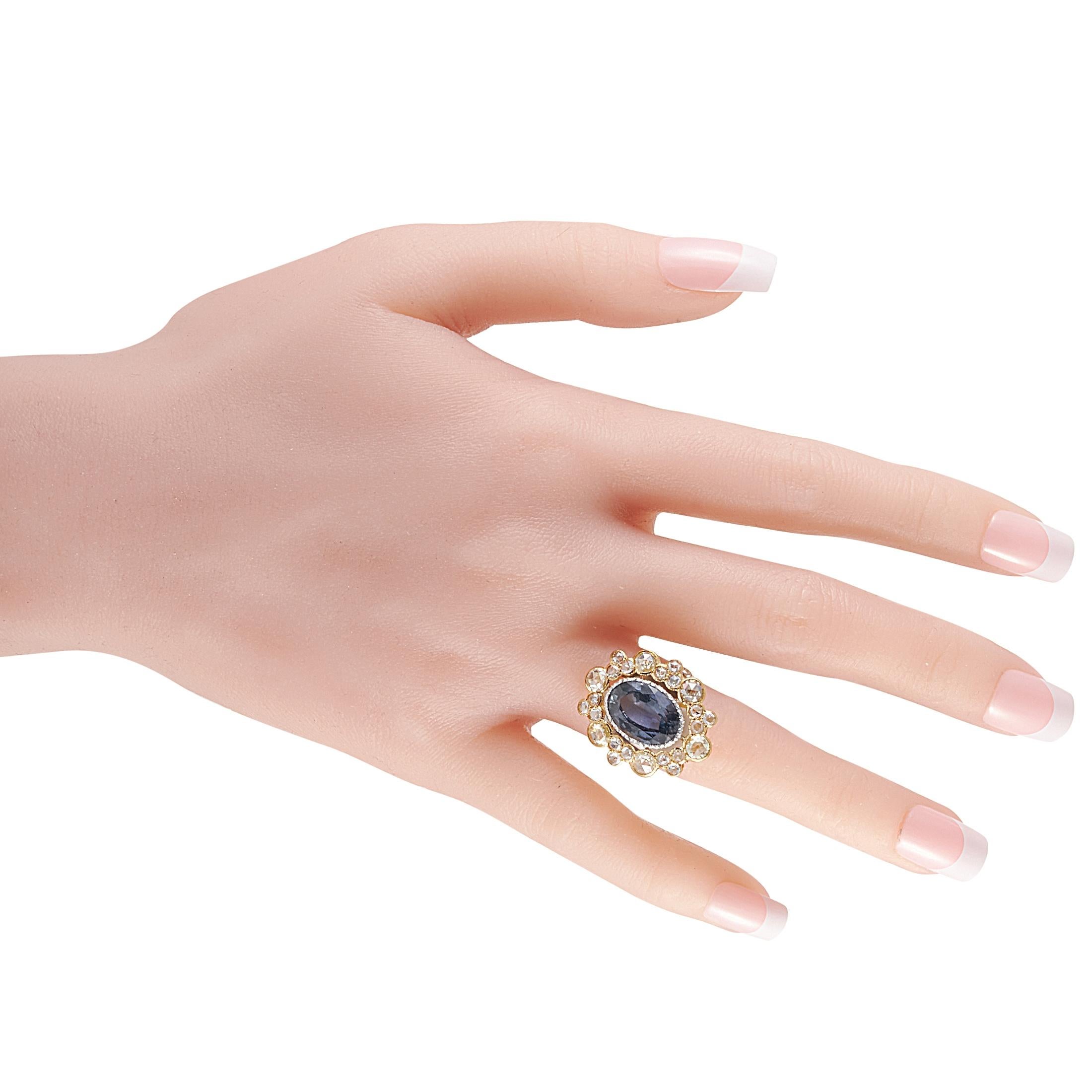 Buccellati 18 Karat Yellow Gold 2.50 Carat Diamond and Sapphire Ring In Excellent Condition In Southampton, PA