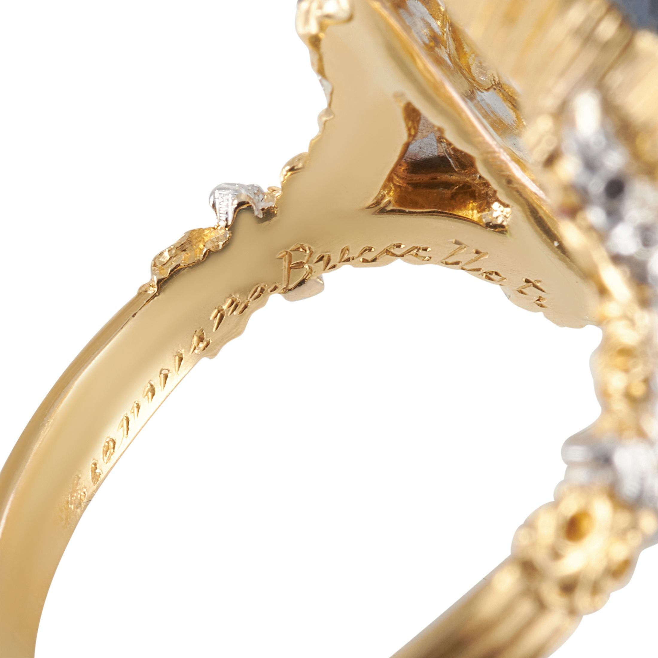 Women's Buccellati 18 Karat Yellow Gold 2.50 Carat Diamond and Sapphire Ring