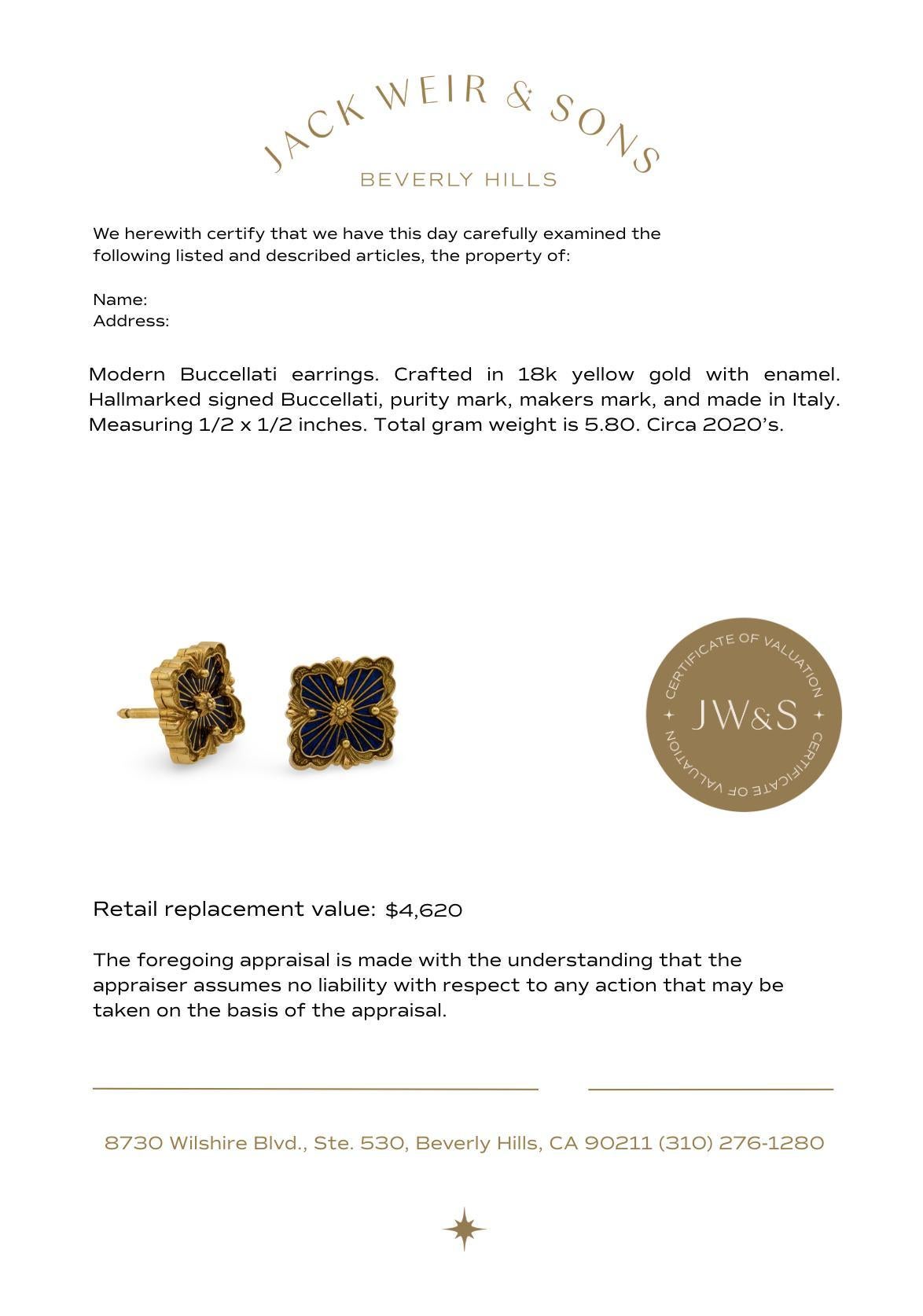 Buccellati 18k yellow gold and enamel 