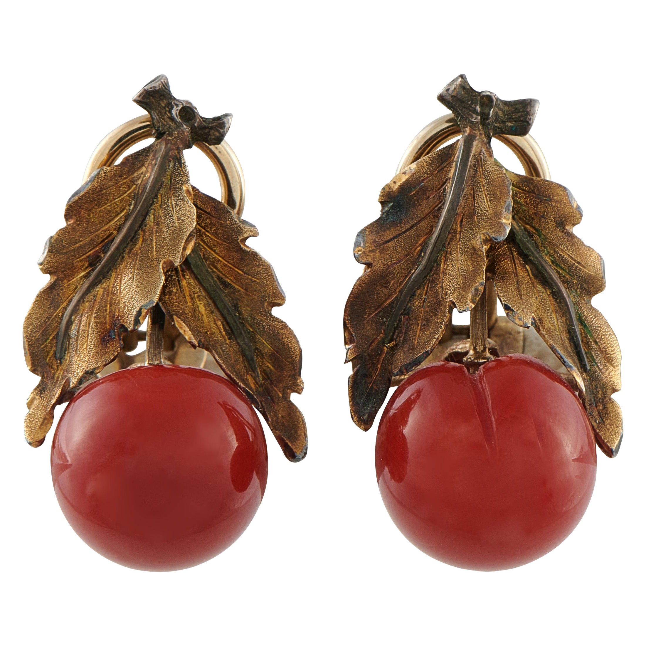 Buccellati 18K Yellow Gold Coral Clip-On Earrings BU35-122225