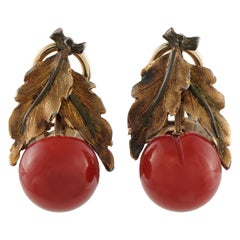 Buccellati 18K Yellow Gold Coral Clip-On Earrings BU35-122225