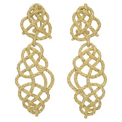Pendientes largos de crepé de China de oro amarillo de 18 quilates de Buccellati