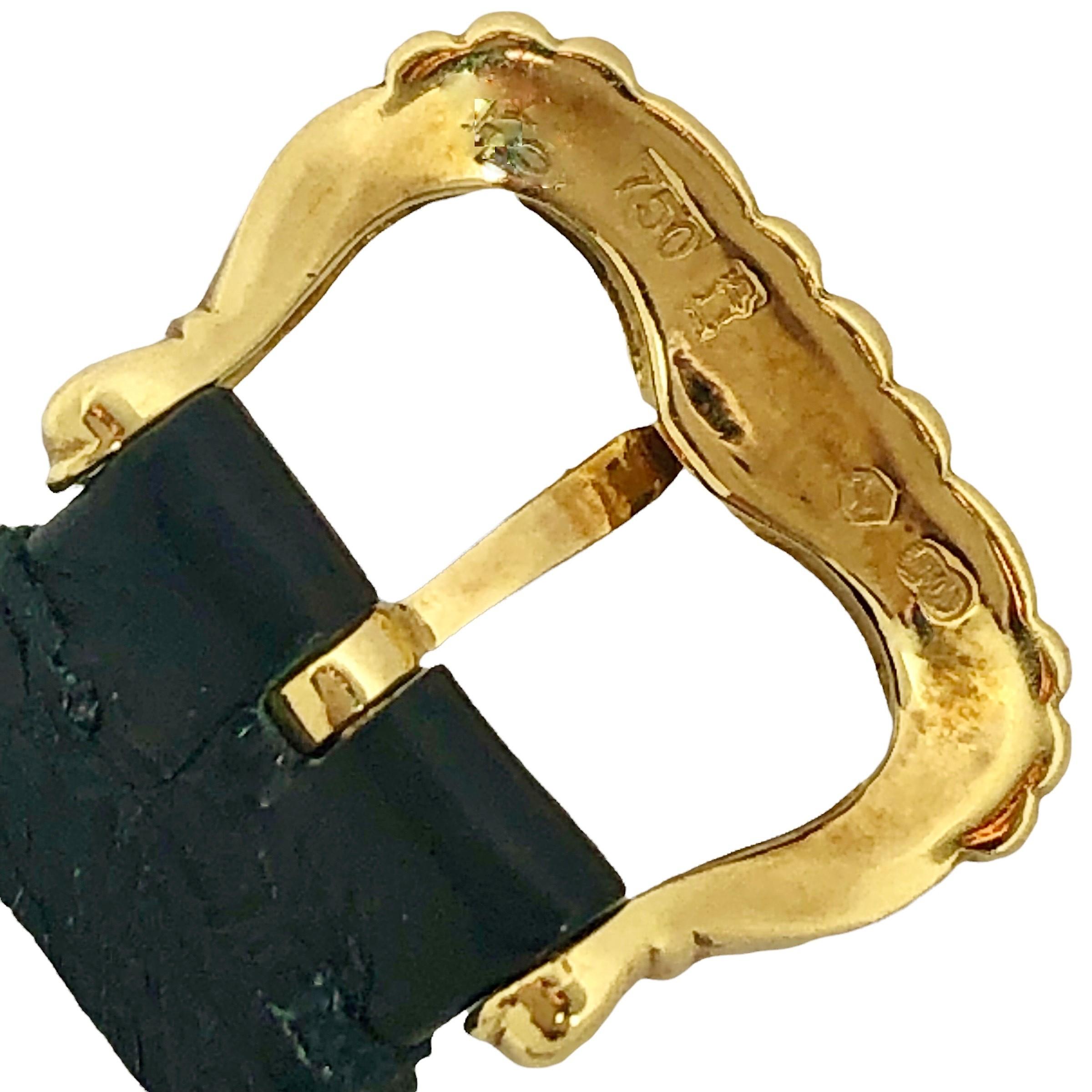 Buccellati 18k Yellow Gold Eliochron Wrist Watch with Black Alligator Strap In Good Condition In Palm Beach, FL