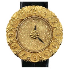 Buccellati 18k Yellow Gold Eliochron Wrist Watch with Black Alligator Strap