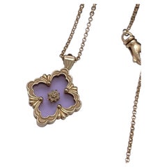 Buccellati 18K Yellow Gold Lavender Jade Opera Color Pendant Necklace