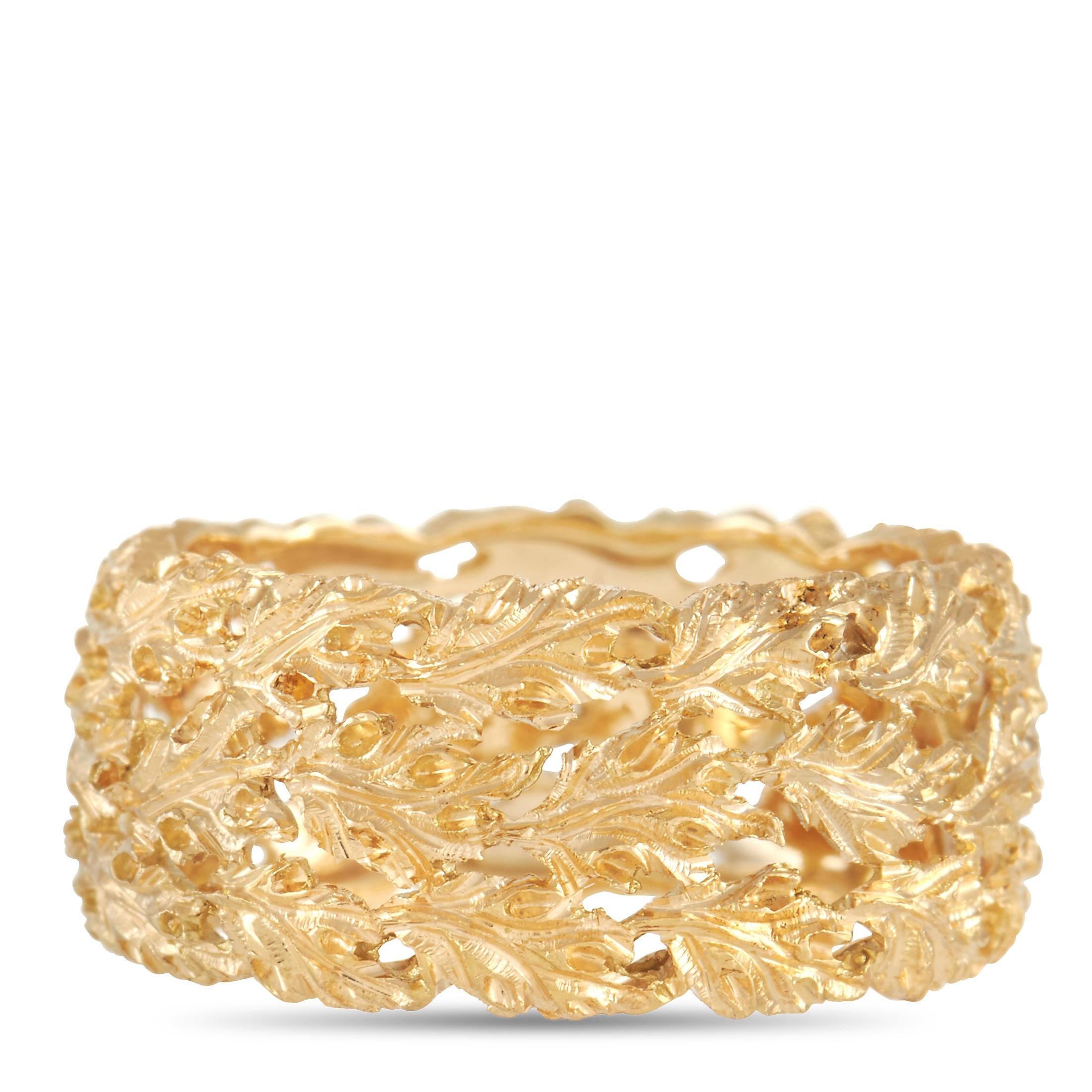 Buccellati 18 Karat Gelbgold Bandring mit Blattmotiv Damen