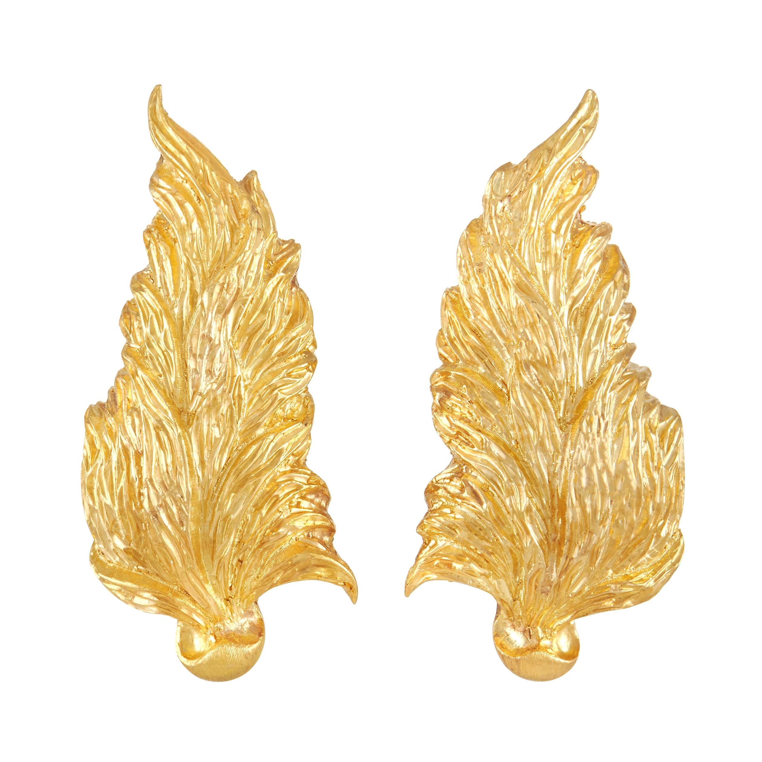 Buccellati 18k Yellow Gold Leaf Motif Clip-On Earrings