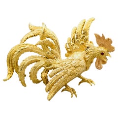 Buccellati 18k Yellow Gold Rooster Bird Brooch