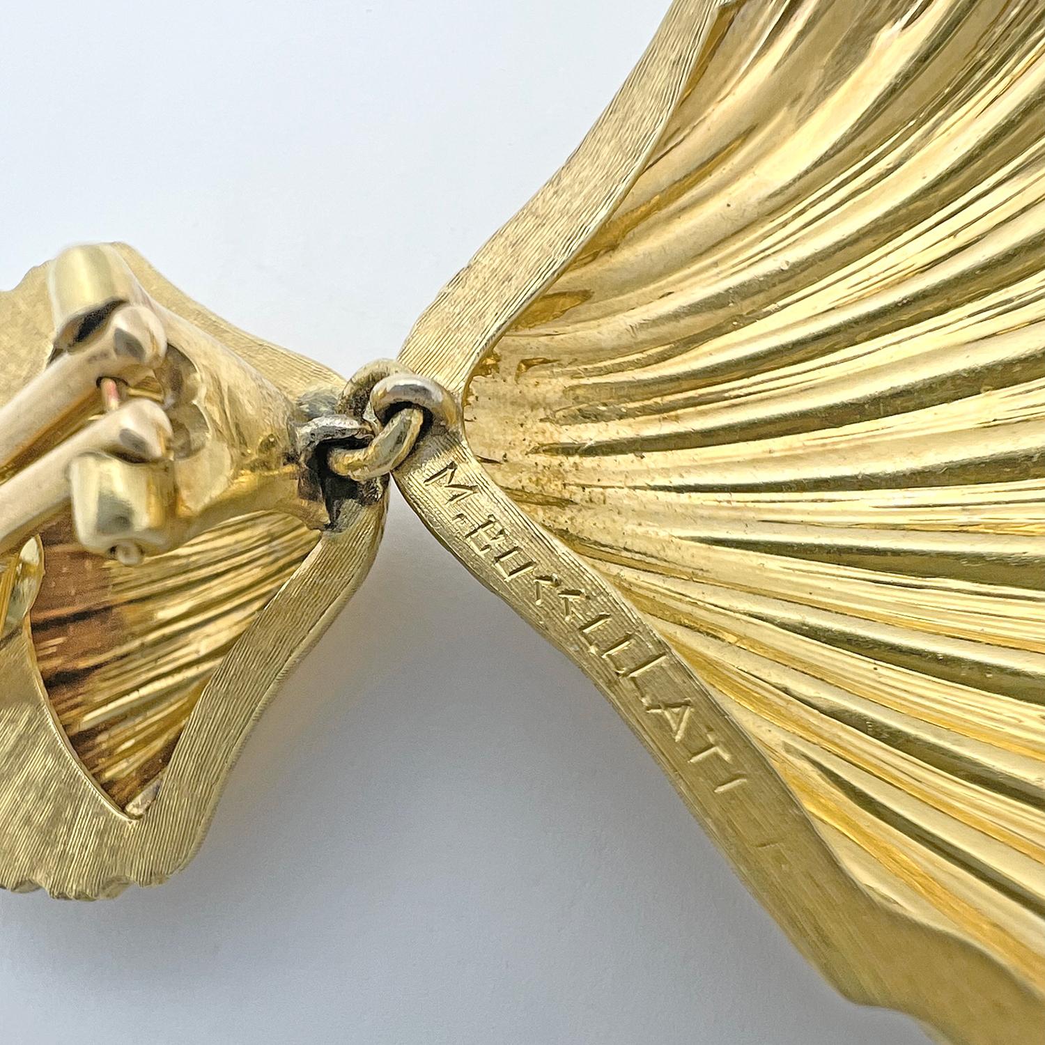 Women's Buccellati 18k Yellow Gold Shell Drop Earrings
