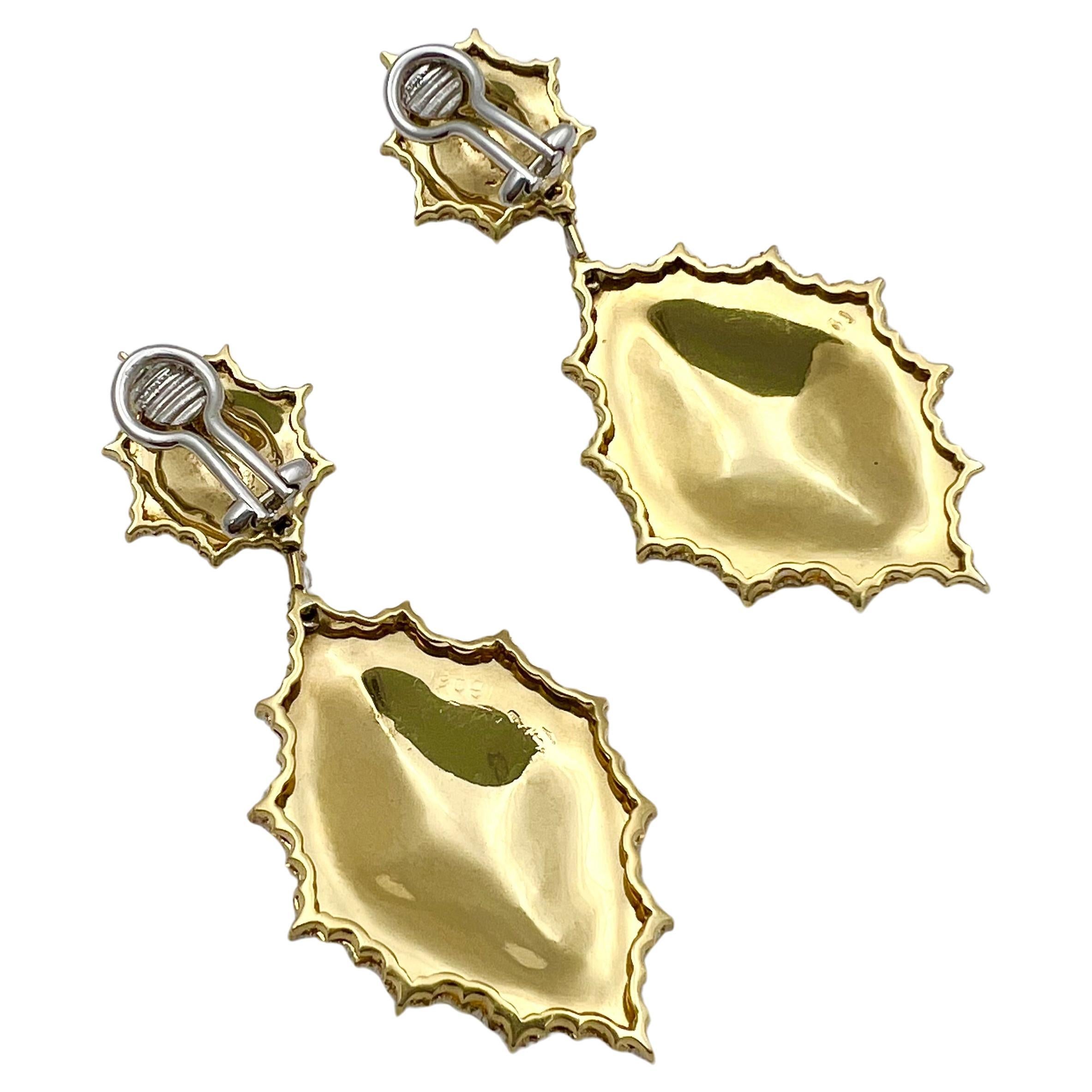 Buccellati 18k Gelbweißgold Tropfenohrringe im Zustand „Hervorragend“ in Palm Beach, FL