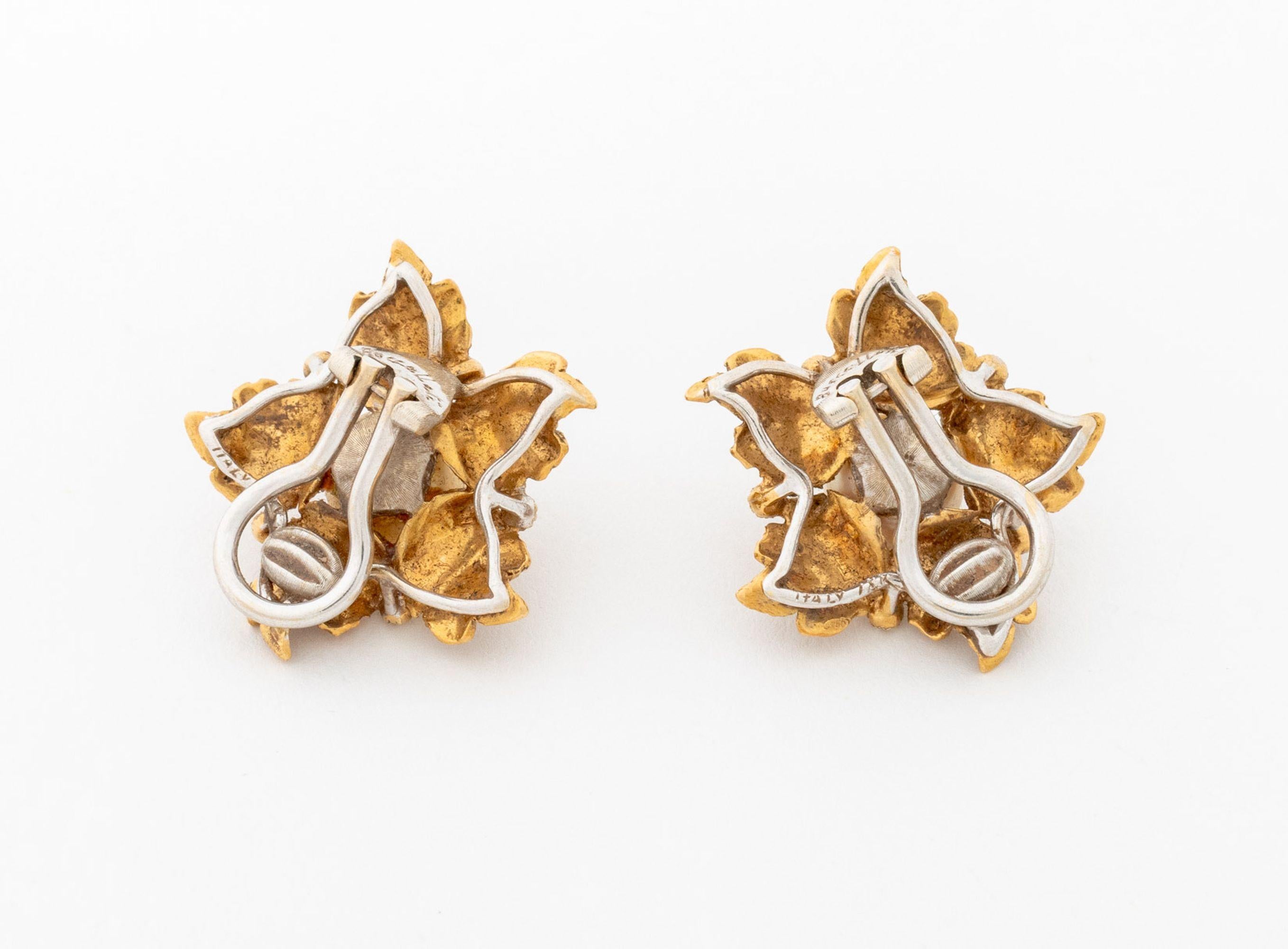 Grezzo Orecchini di perle in oro giallo e bianco 18 carati di Buccellati in vendita