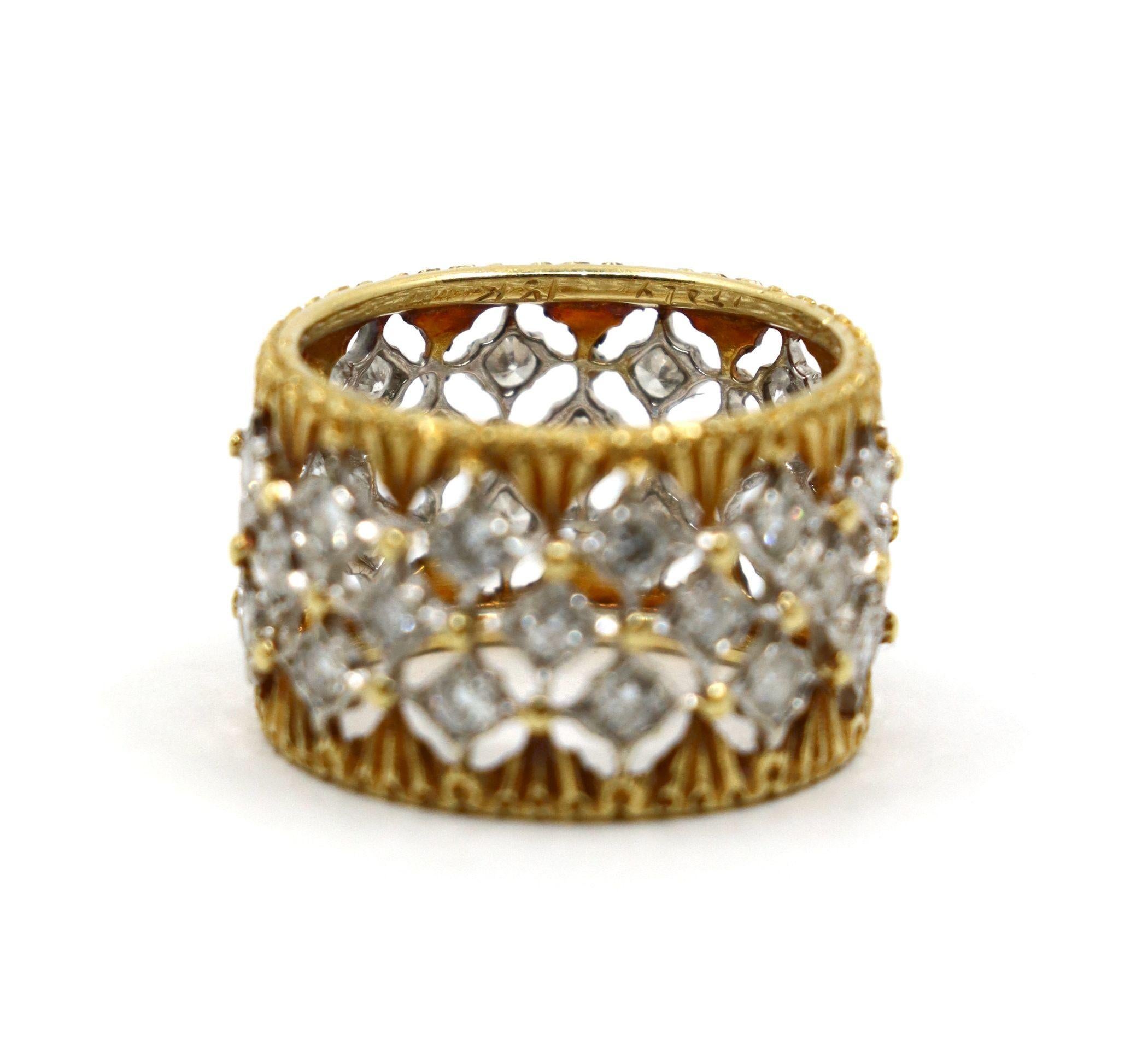 Buccellati Bague Eternelle en or jaune et blanc 18 carats avec diamants Rombi en vente 5