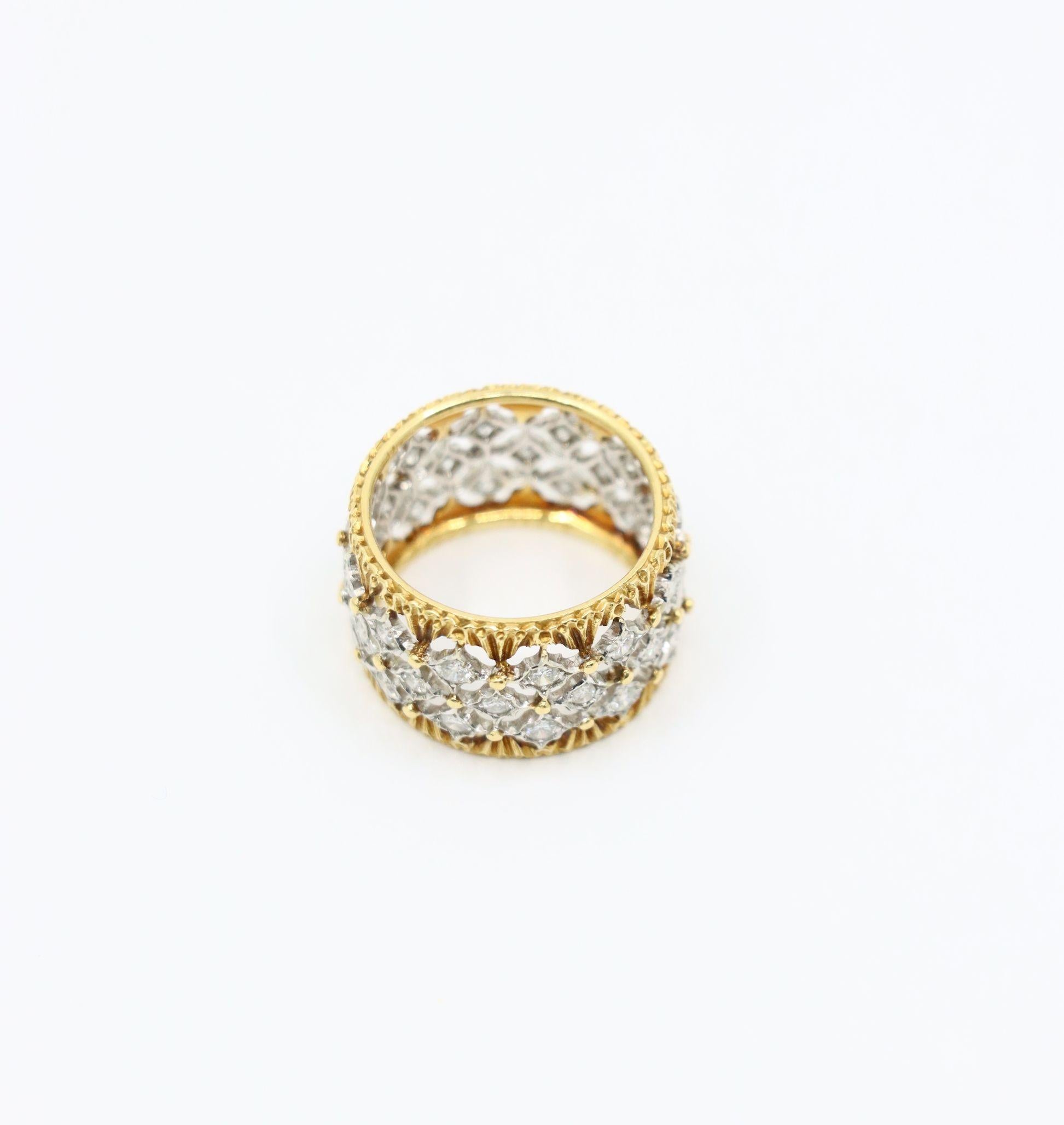 Buccellati Bague Eternelle en or jaune et blanc 18 carats avec diamants Rombi en vente 1