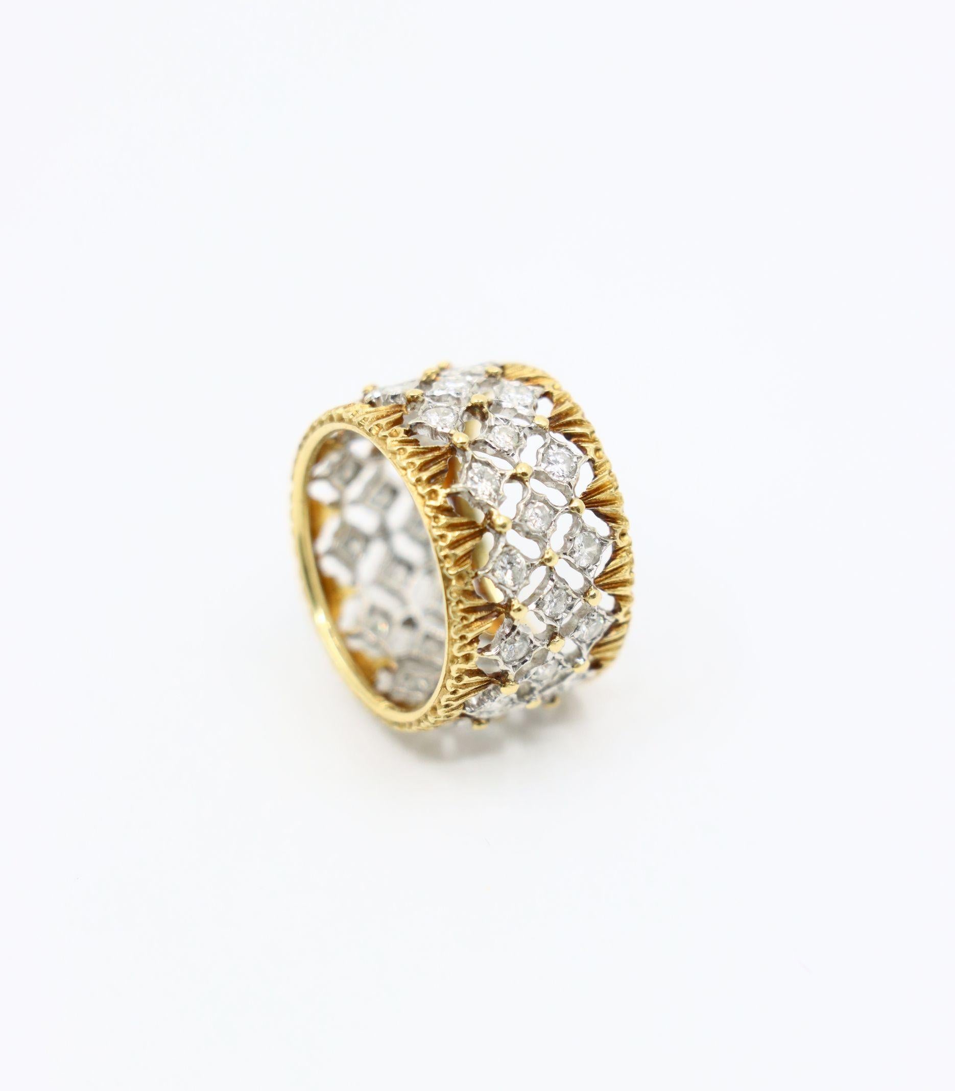 Buccellati Bague Eternelle en or jaune et blanc 18 carats avec diamants Rombi en vente 3