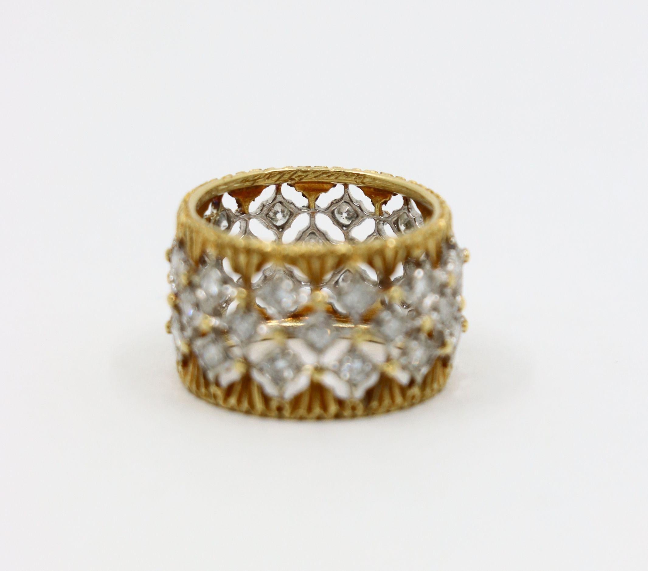 Buccellati Bague Eternelle en or jaune et blanc 18 carats avec diamants Rombi en vente 4