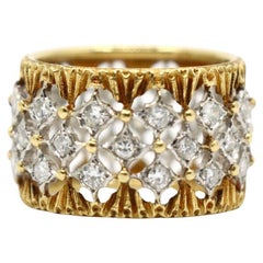 Buccellati 18K Yellow & White Gold Rombi Diamonds Eternelle Ring