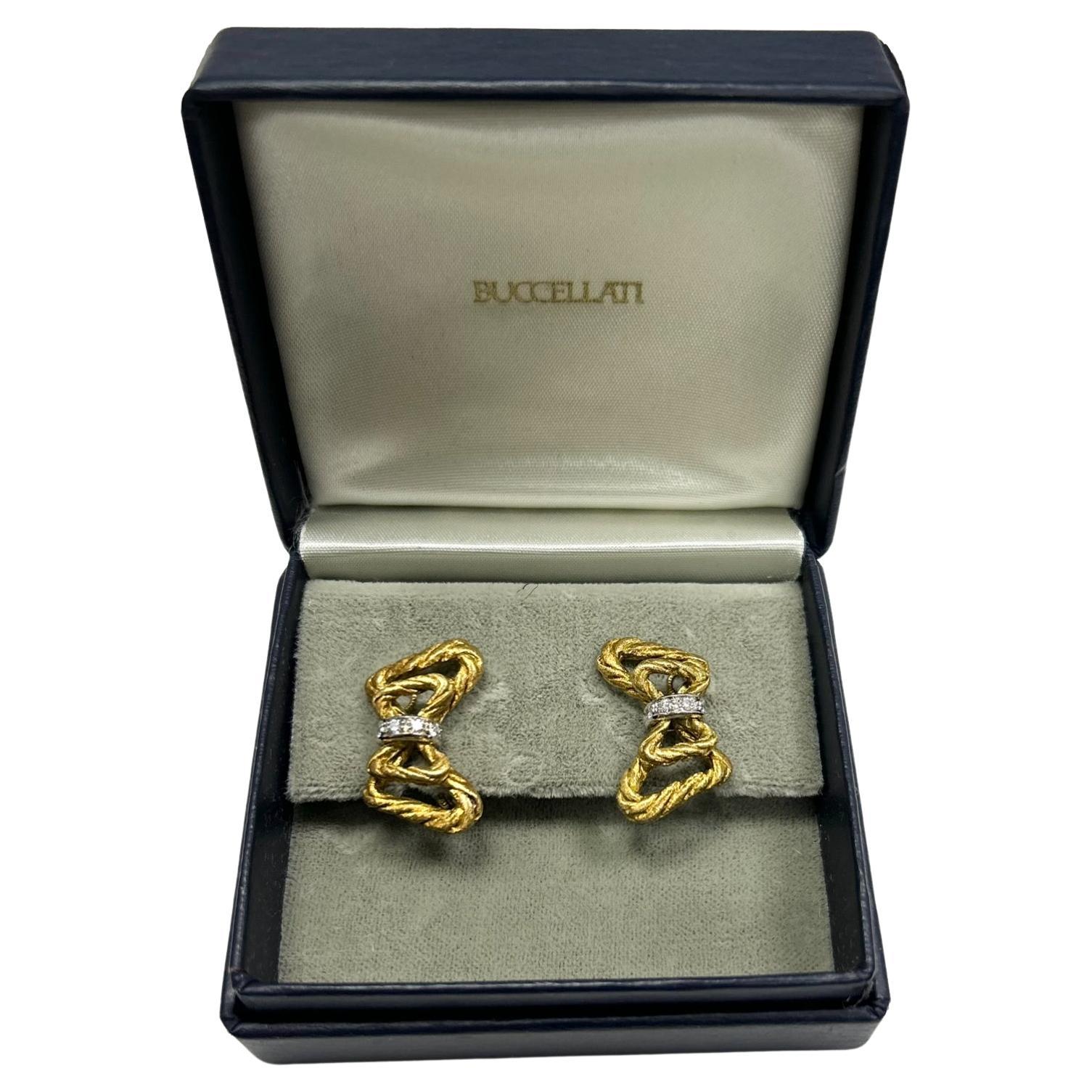Buccellati 18k YG Diamond Bow Ear Clips