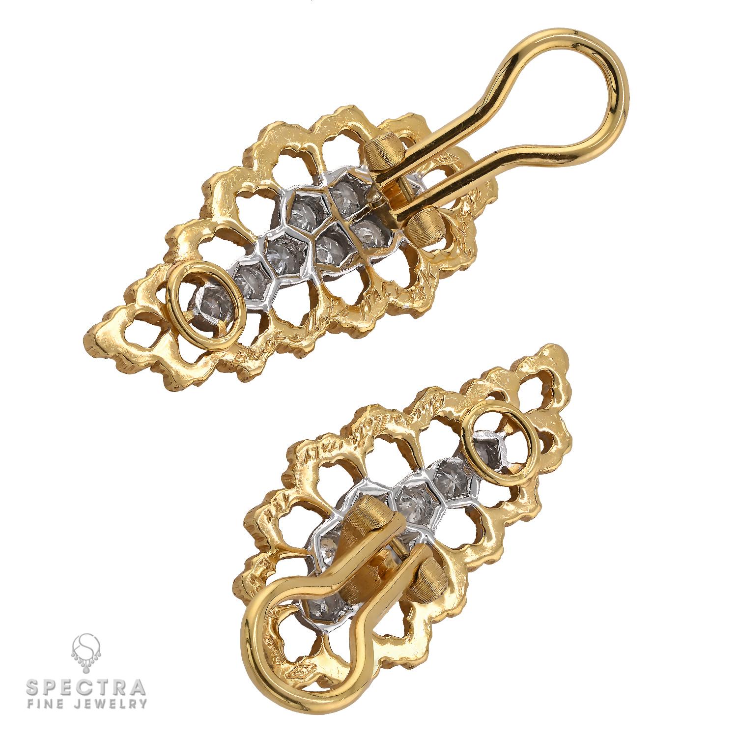 Round Cut Buccellati 18kt Gold Diamond Earrings For Sale
