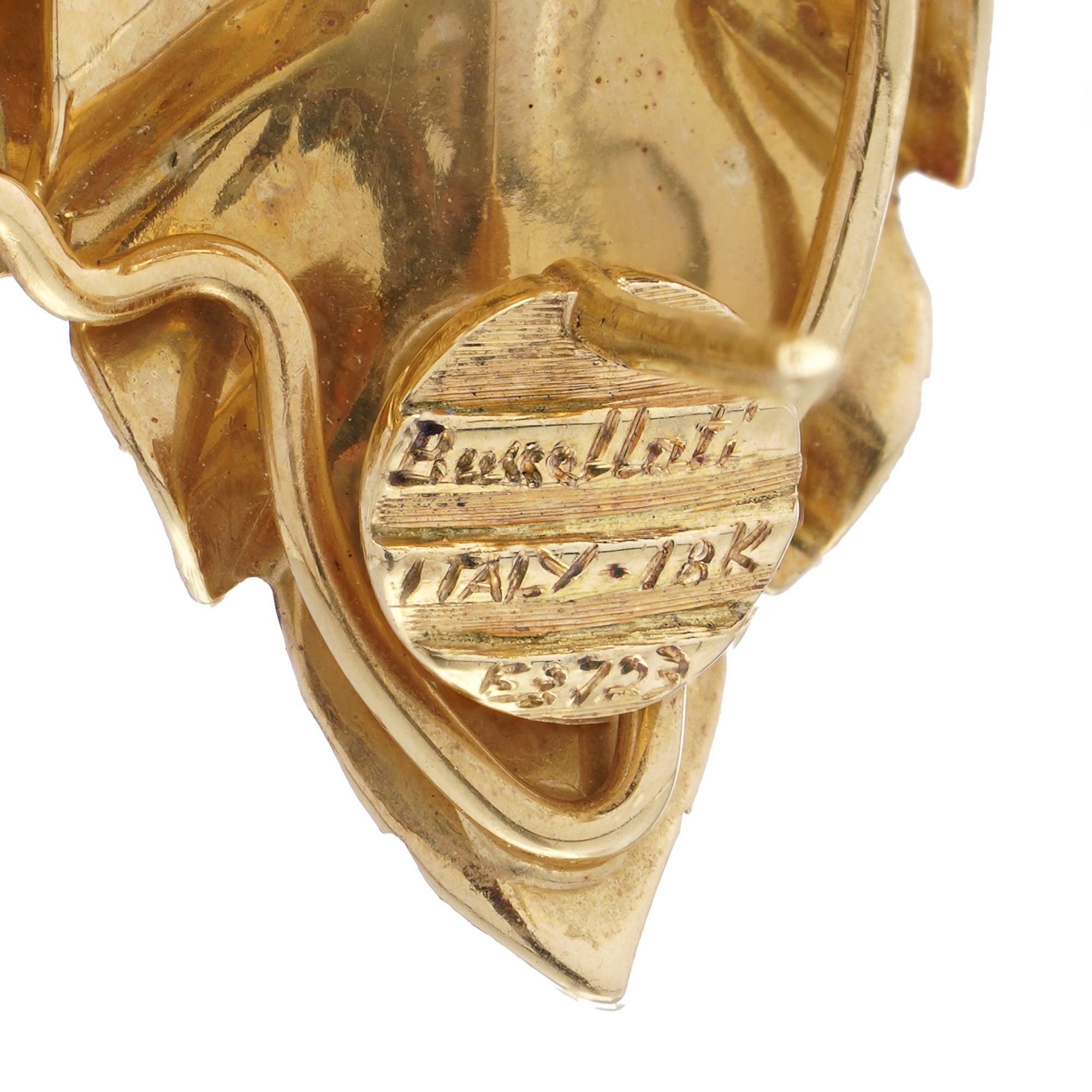 Buccellati - Boucles d'oreilles à pince en or 18 carats avec feuille en vente 3