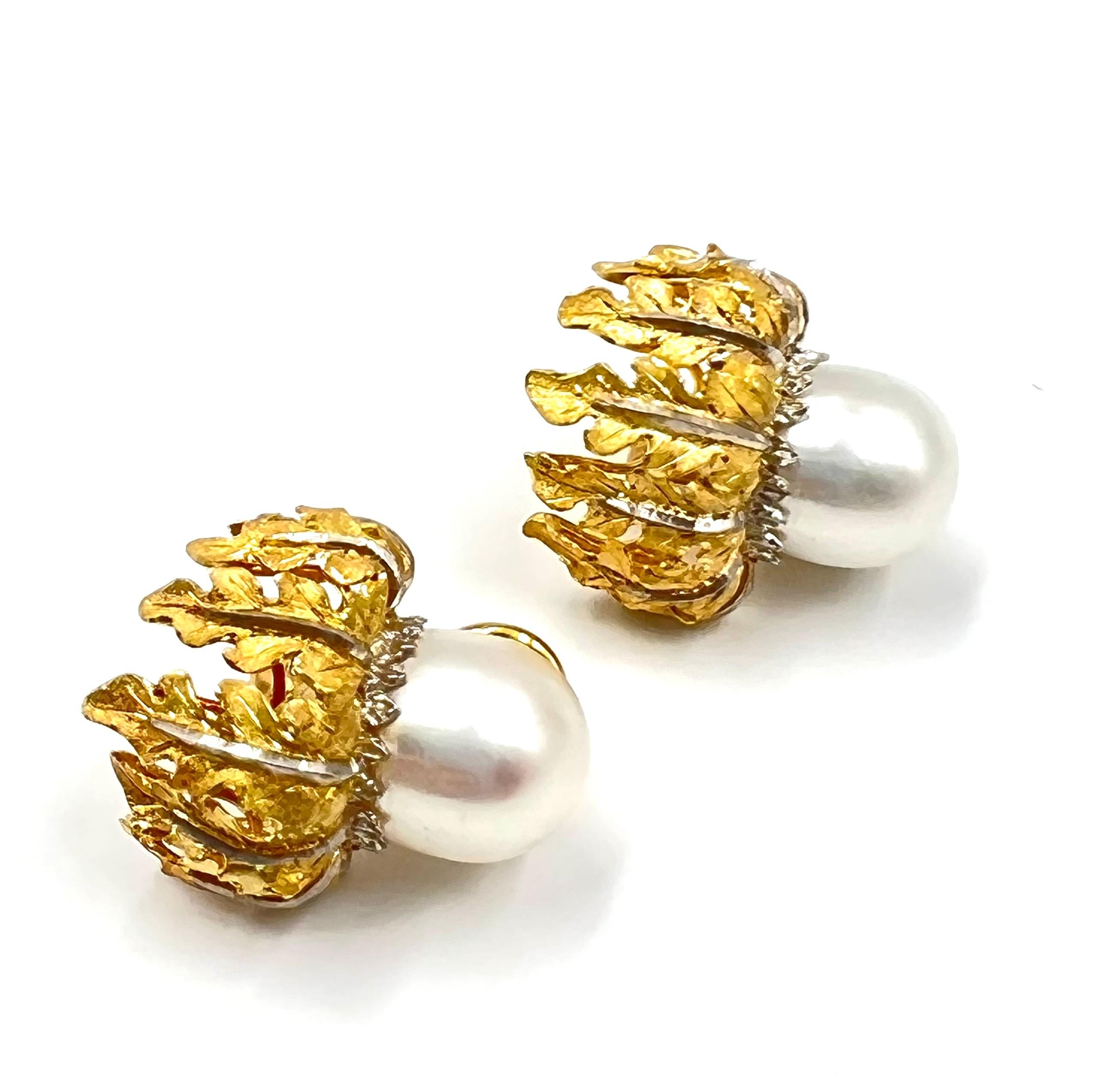 Bead Buccellati 18kt Yellow Gold South Sea Pearl Earrings